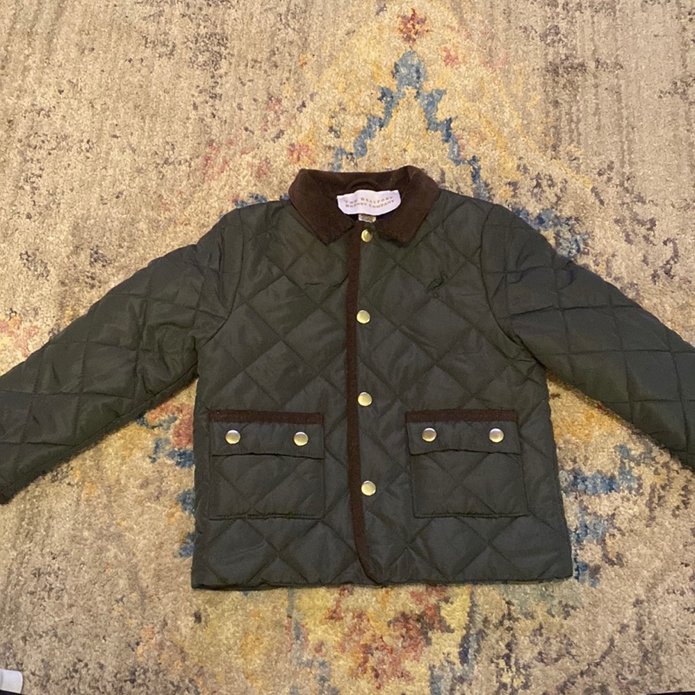 The Beaufort Bonnet Company Caldwell Quilted Coat Green with the Palmetto Stork